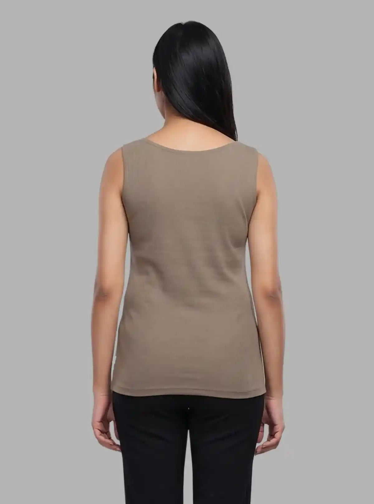 Women’s Solid Brown Sleeveless Stretch Top – Boer and Fitch