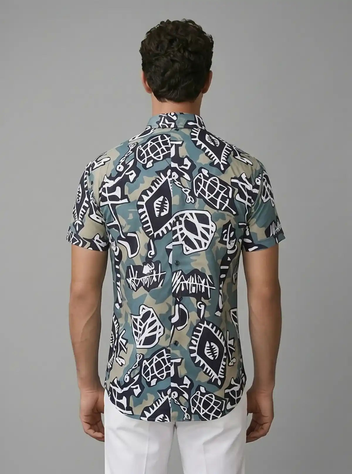 Men’s Short Sleeve Shirt with Multi-Color Tribal Print | Boer & Fitch