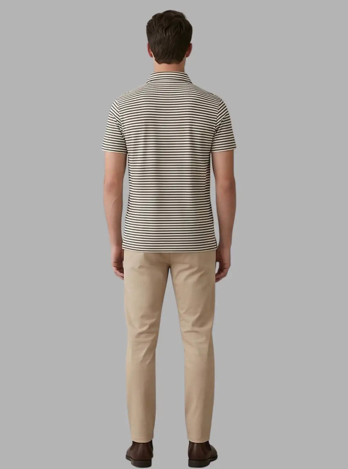 Grey Stripe Self Collar Polo T-Shirt with Patch Pocket – Boer and Fitch