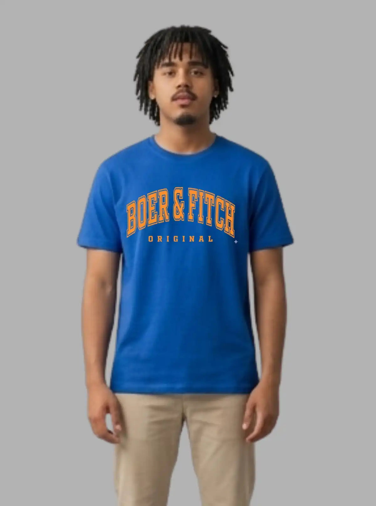 Boer and Fitch Men's Royal Blue Printed Cotton T-Shirt | Graphic Crew Neck Tee