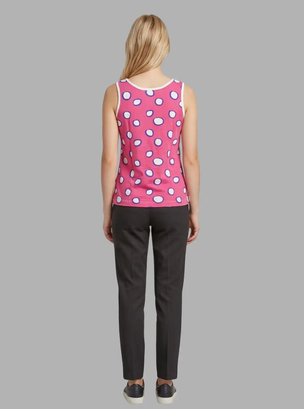 Women’s Fuchsia Dot Printed Sleeveless Top – Trendy & Comfortable | Boer & Fitch