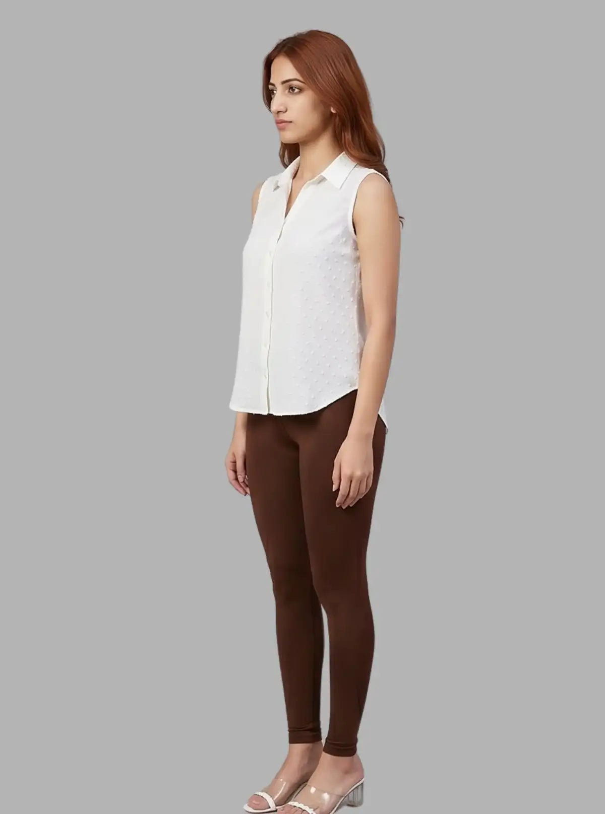 Women's Brown Ankle Legging – Cotton Elastane Feather Touch by Boer & Fitch