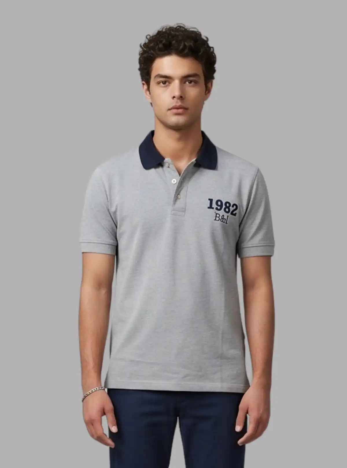 Navy Collared Grey Polo T-Shirt – Premium Cotton by Boer & Fitch
