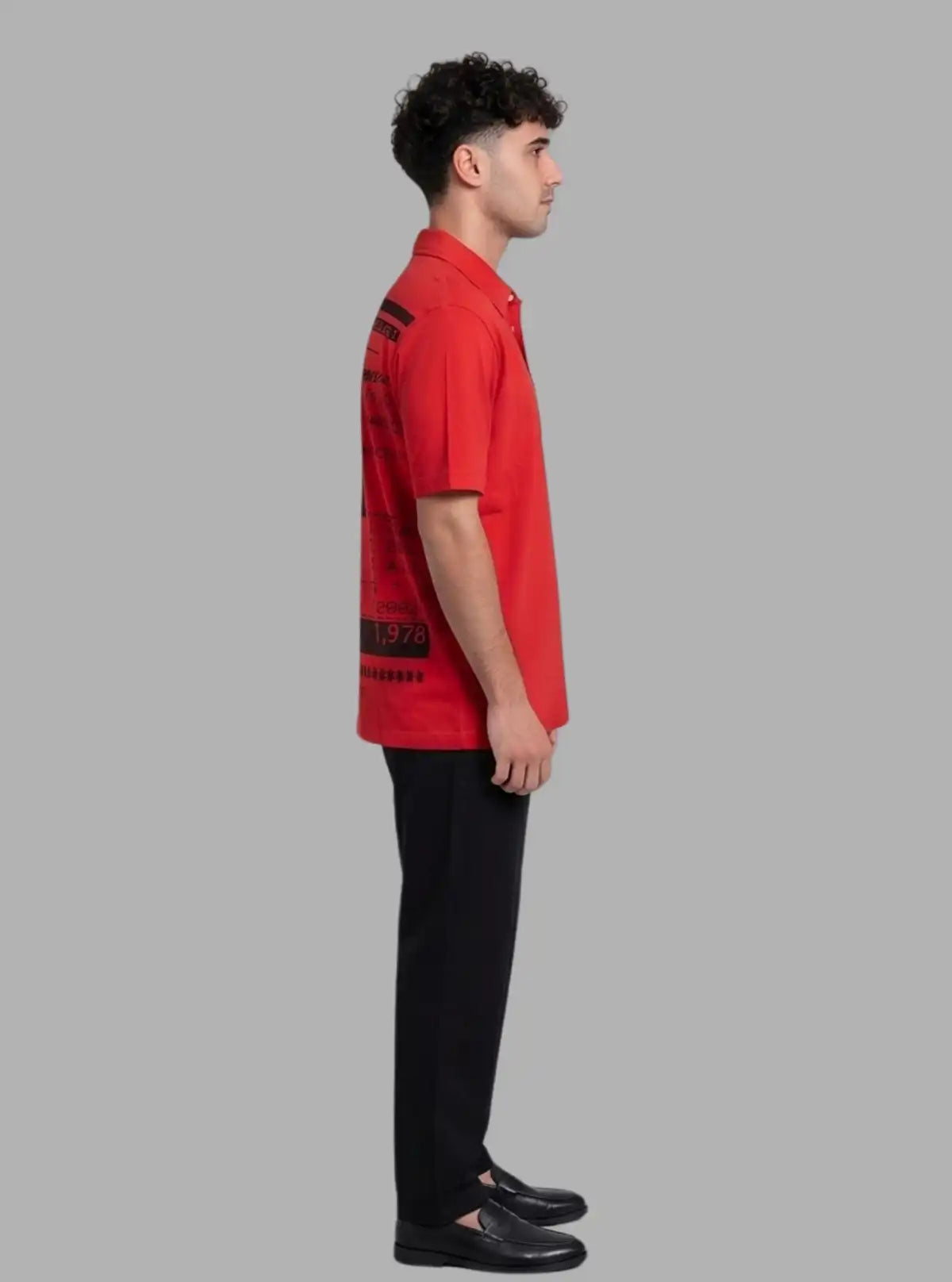 Printed Red Self Collar Polo T-Shirt for Men – Stylish Polo by Boer and Fitch