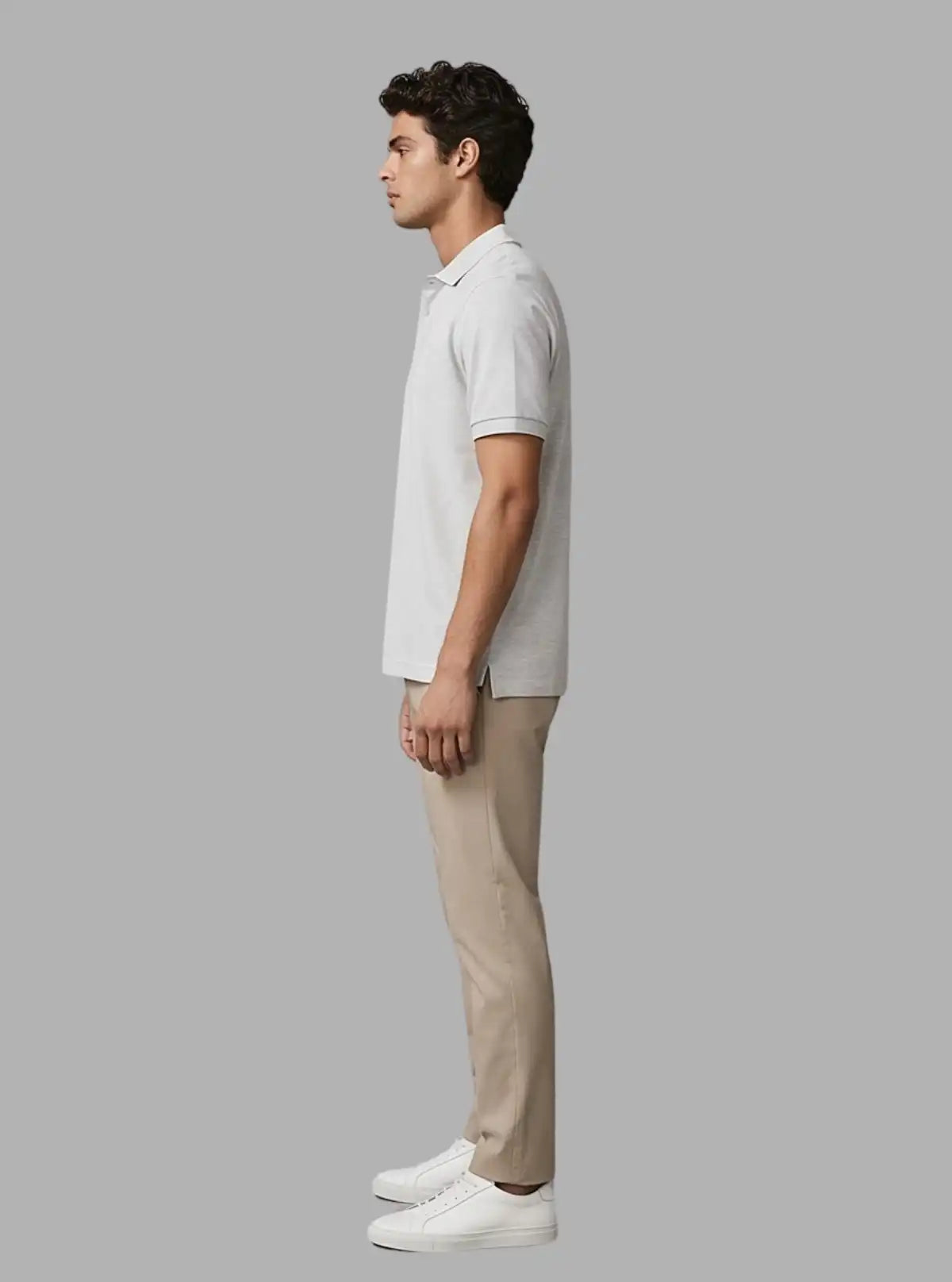 Men’s White Melange Polo T-Shirt with Collar & Cuff | 100% Cotton Piqué Knit | Boer & Fitch