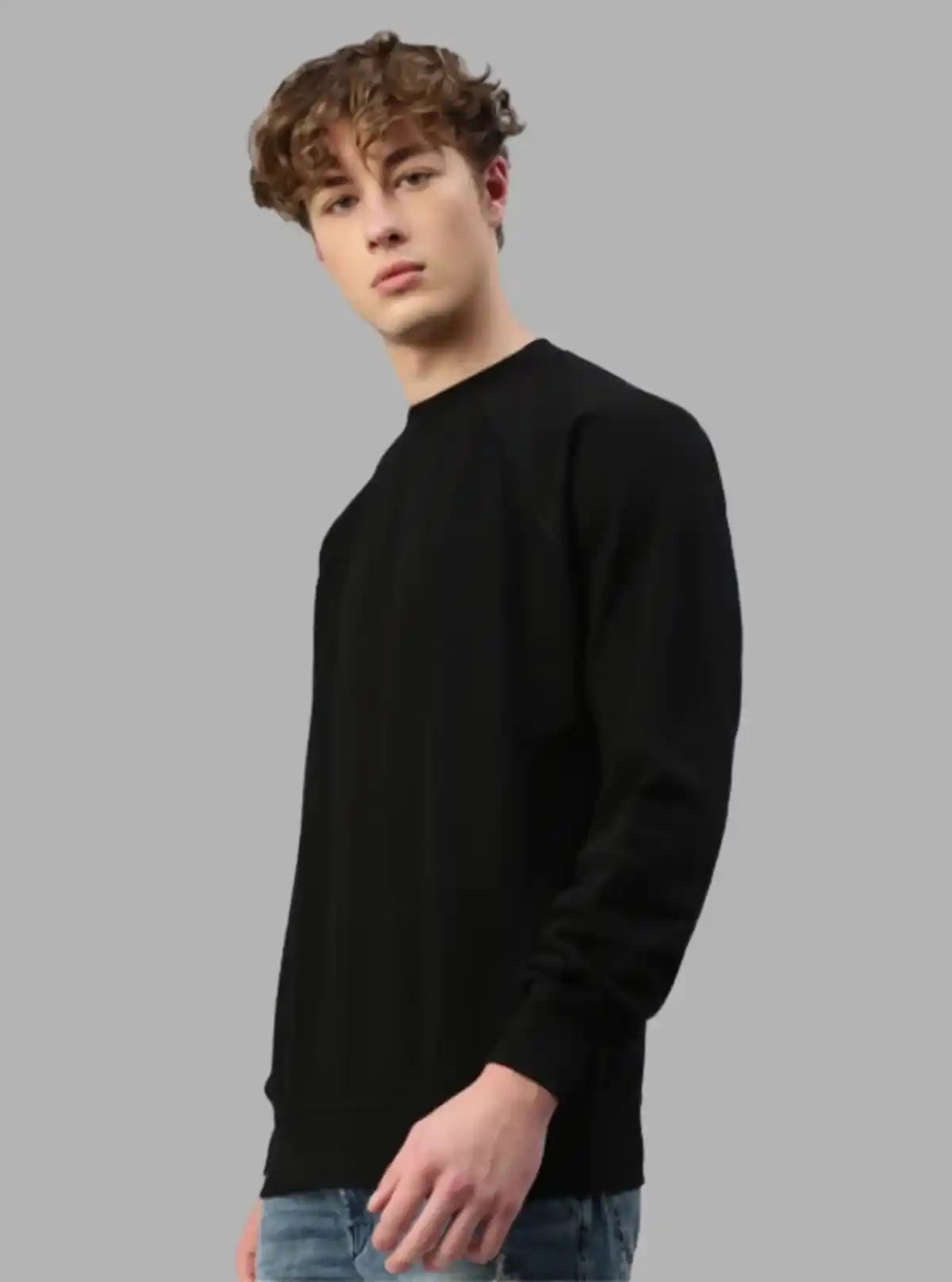 Men’s Black Raglon Fleece Sweatshirt – Sleek Design, All-Day Warmth