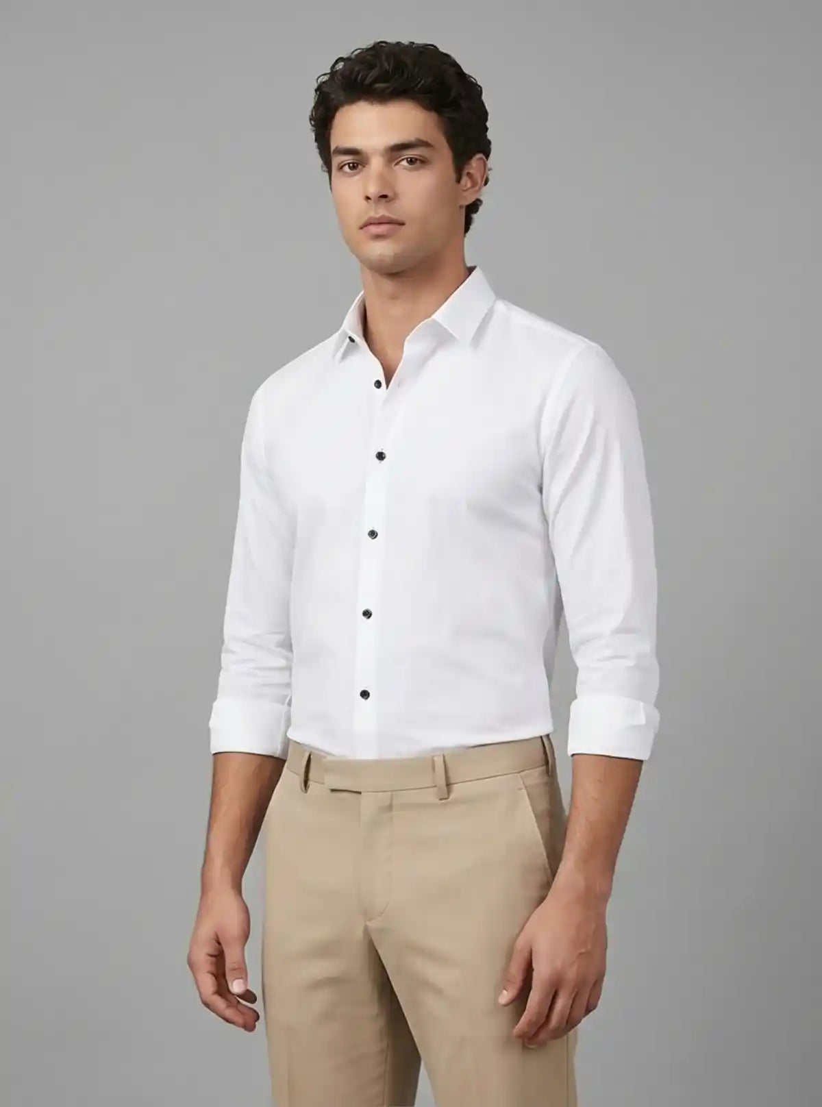 Men's White Long Sleeve Poly Shirt – Classic & Crisp Everyday Wear by Boer and Fitch