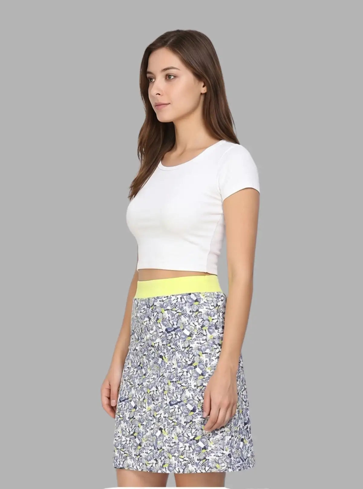 Women's Yellow Floral Cotton Jersey Skirt with Waist Band – Breezy & Bold