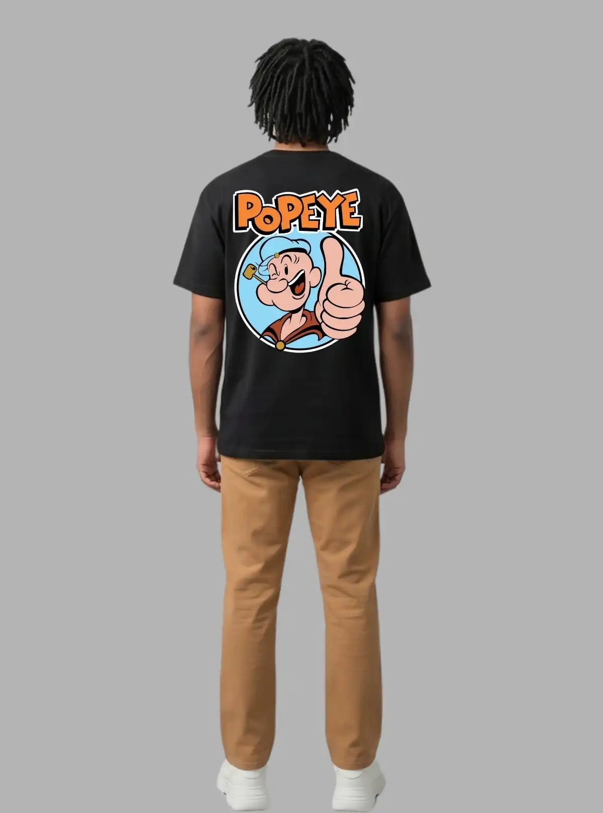 Boer and Fitch Men's Black Popeye Printed Cotton T-Shirt | Graphic Regular Fit Tee