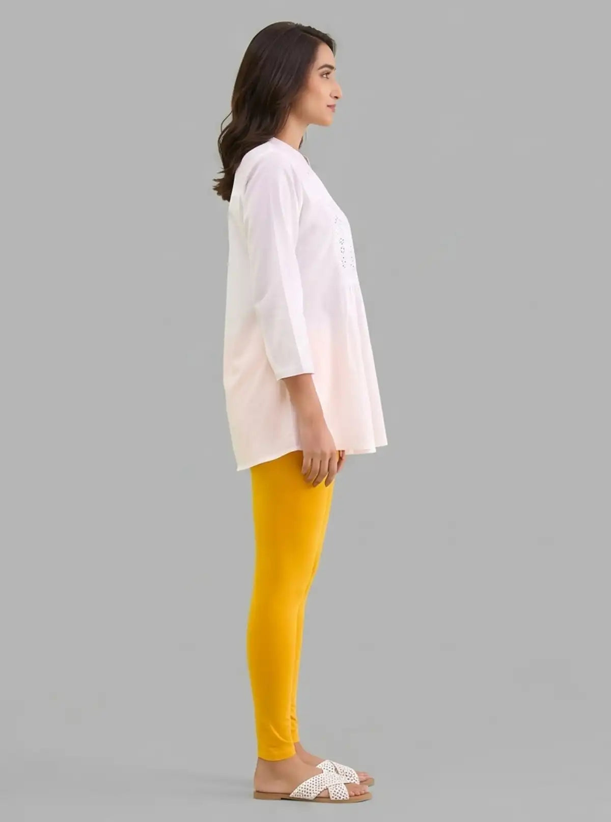 Women's Lemon Yellow Ankle Legging – Soft Cotton Stretch by Boer & Fitch