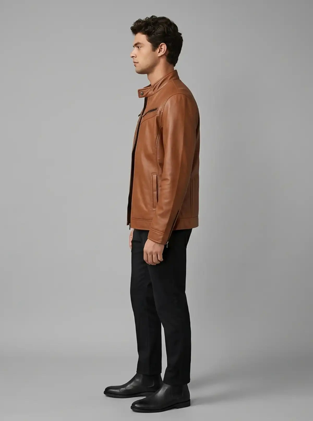 Tan Leather Jacket for Men – Classic Biker & Casual Style by Boer and Fitch