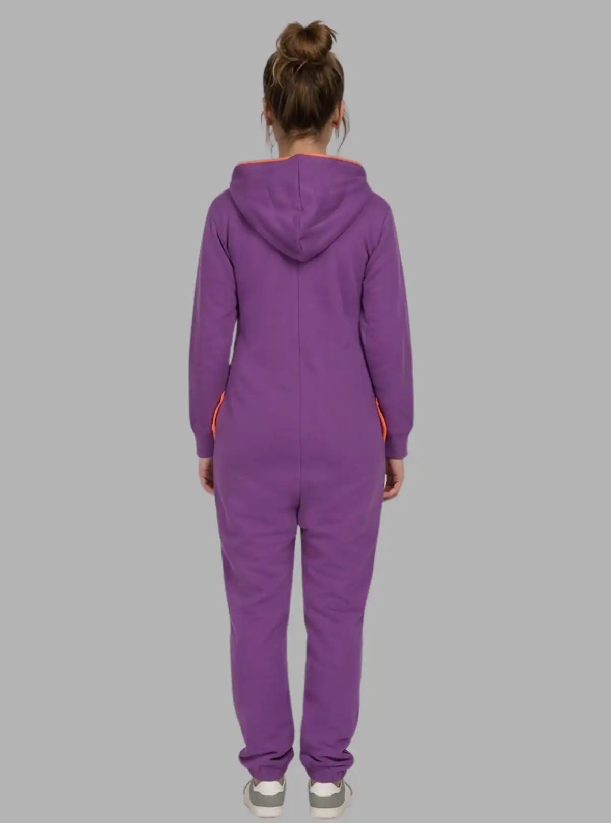 Women’s Purple Hooded Jumpsuit in Organic Cotton & Recycled Poly Blend