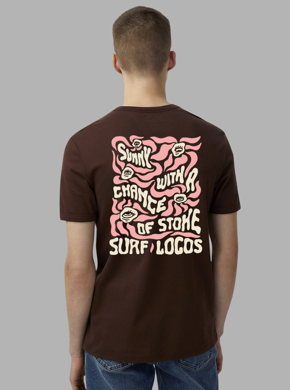 Boer & Fitch Surf Locos Brown Crew Neck T-Shirt for Men | 100% Cotton