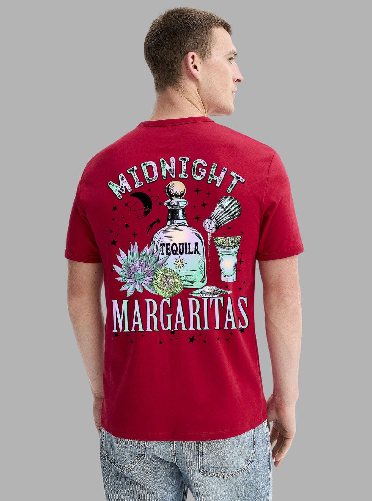 Men's Red Tequila Print T-Shirt | 100% Cotton Crew Neck by Boer and Fitch