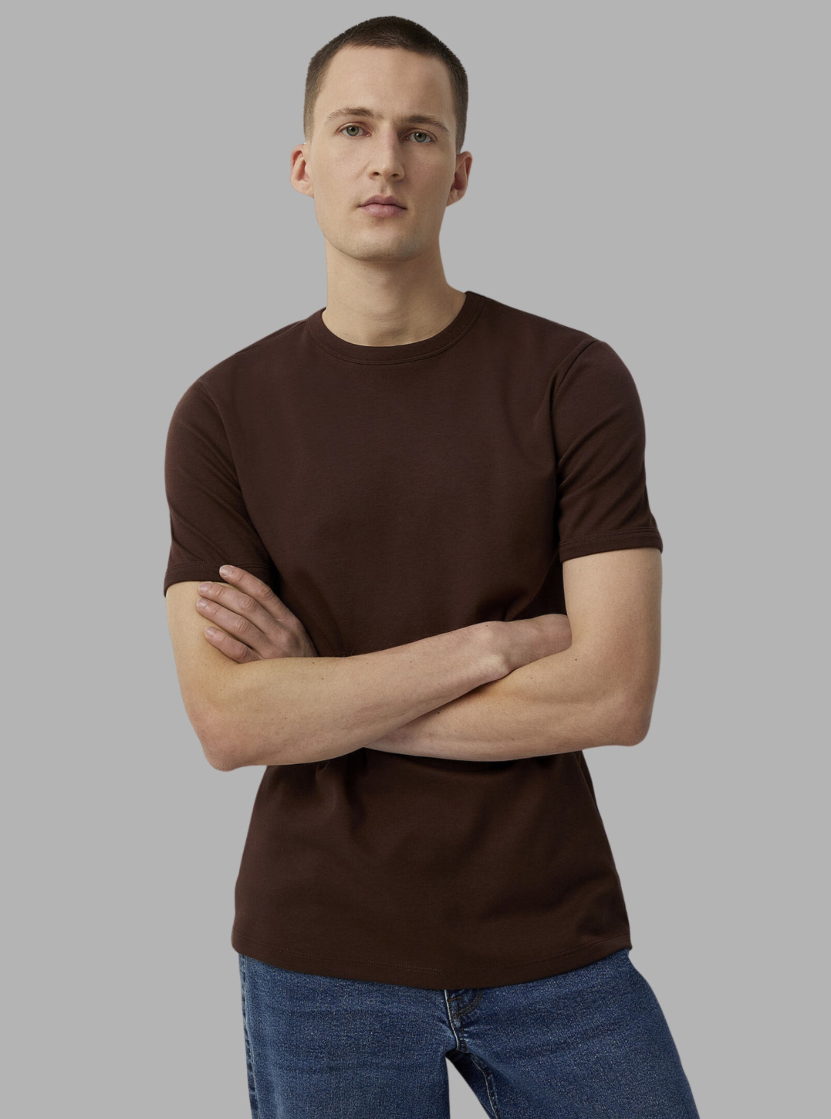 Boer & Fitch Surf Locos Brown Crew Neck T-Shirt for Men | 100% Cotton