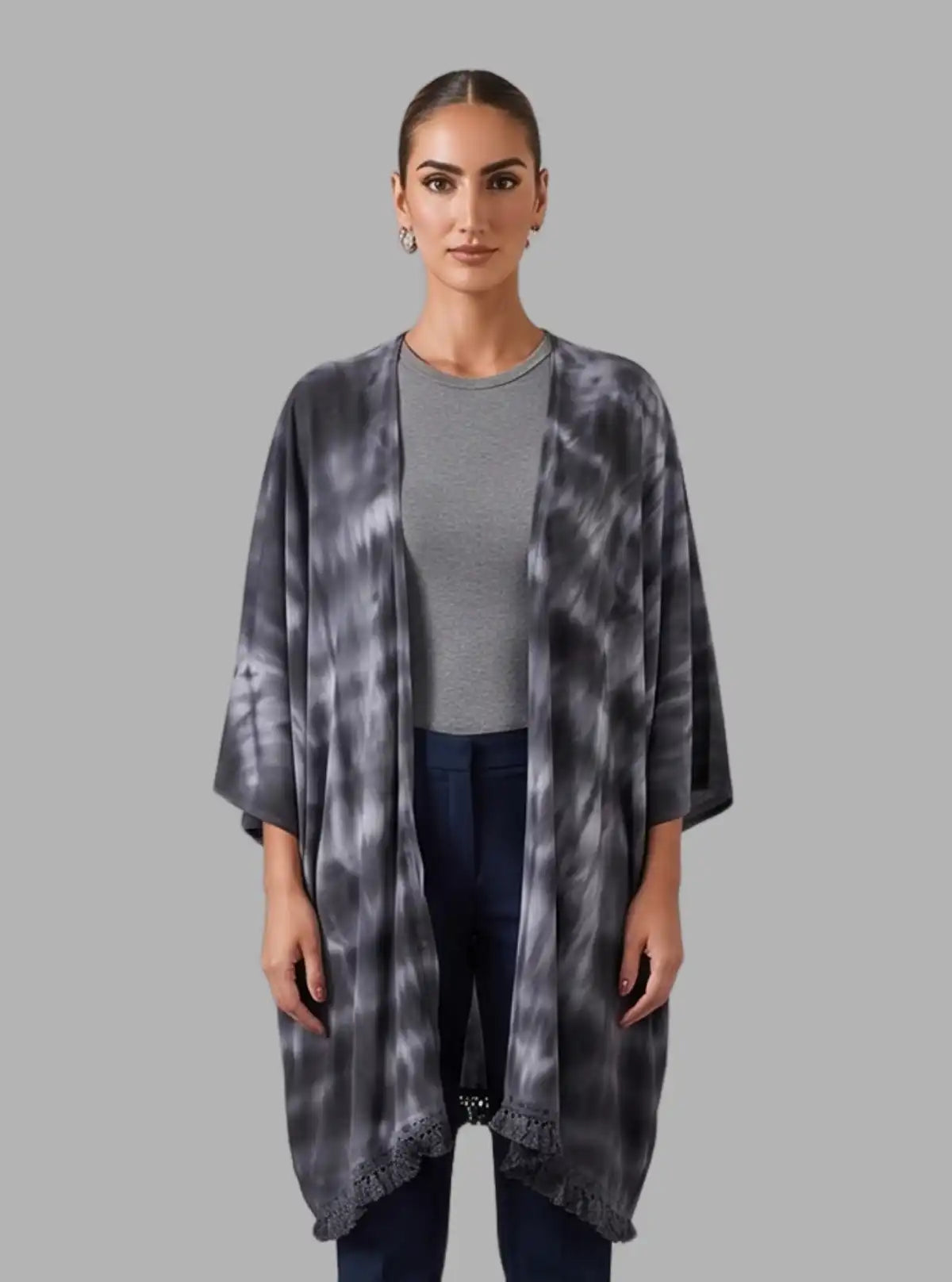 Women's Black Tie and Dye Cotton Shrug | Stylish Layering | Boer and Fitch