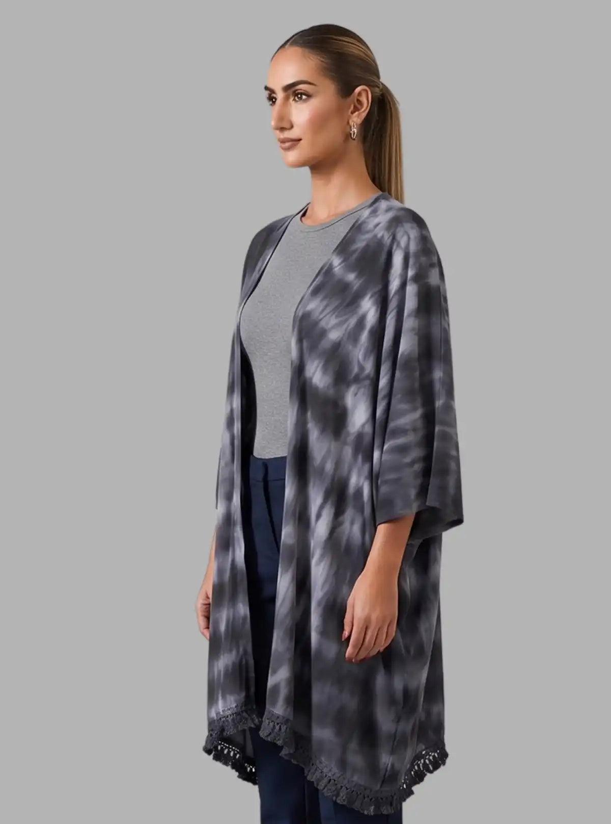 Women's Black Tie and Dye Cotton Shrug | Stylish Layering | Boer and Fitch