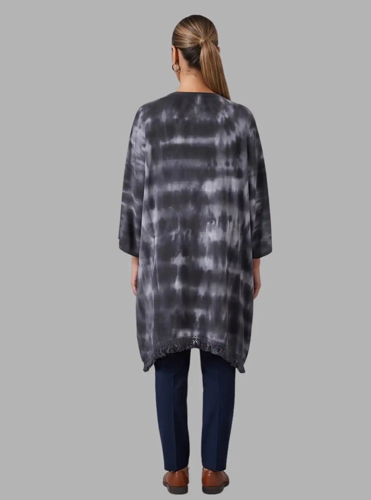 Women's Black Tie and Dye Cotton Shrug | Stylish Layering | Boer and Fitch