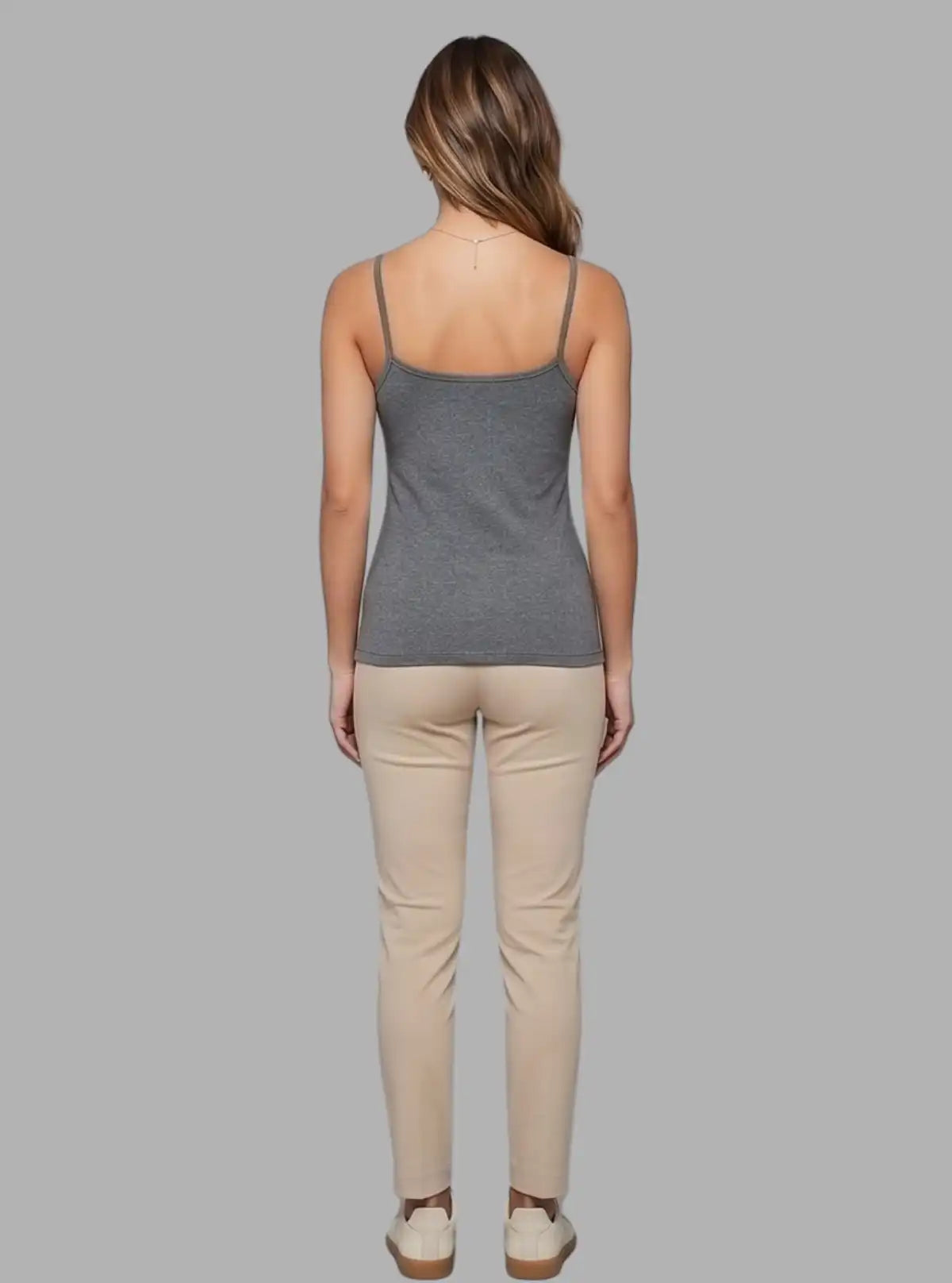 Women’s Charcoal Spaghetti Top – Casual Cotton Essential by Boer and Fitch