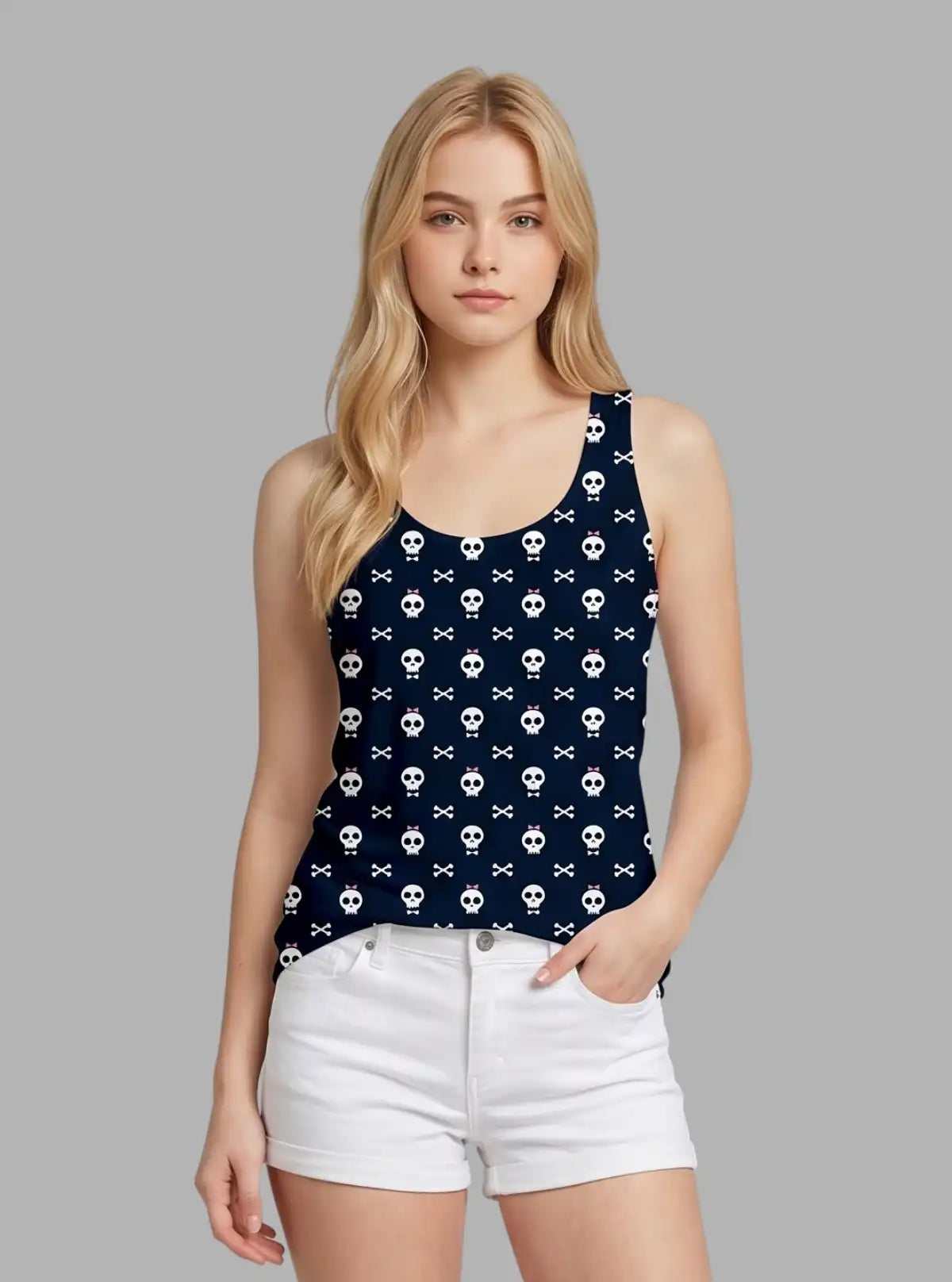Women’s Skull Printed Sleeveless T-Shirt – Trendy & Comfortable | Boer & Fitch