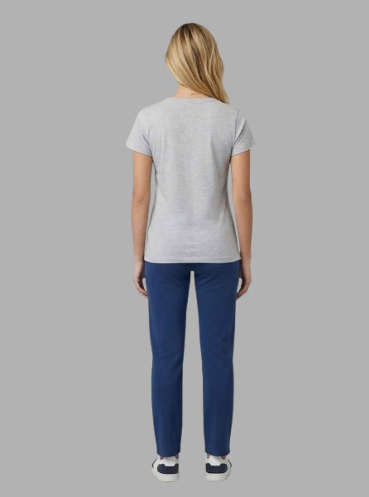Women’s White Melange V-Neck Graphic Printed Short Sleeve Cotton Jersey T-Shirt by Boer and Fitch