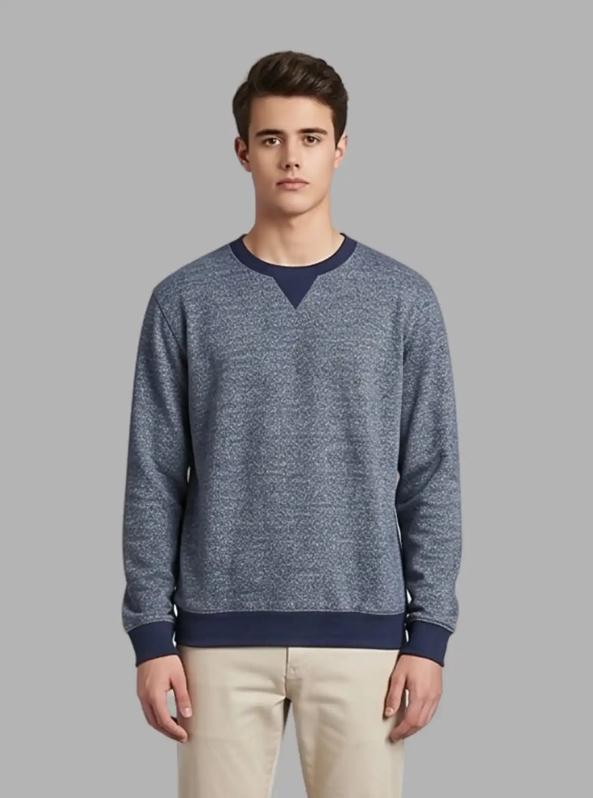 Blue Distress Melange Sweatshirt for Men – Casual Comfort by Boer and Fitch