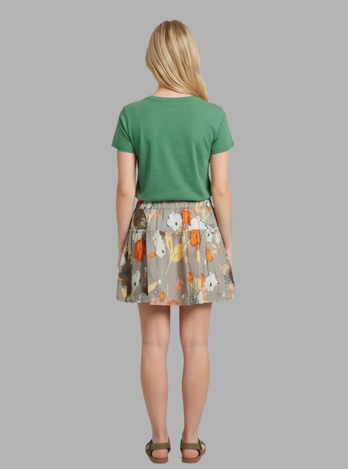 Women’s Grey Contrast Floral Short Skirt – Stylish & Chic | Boer & Fitch