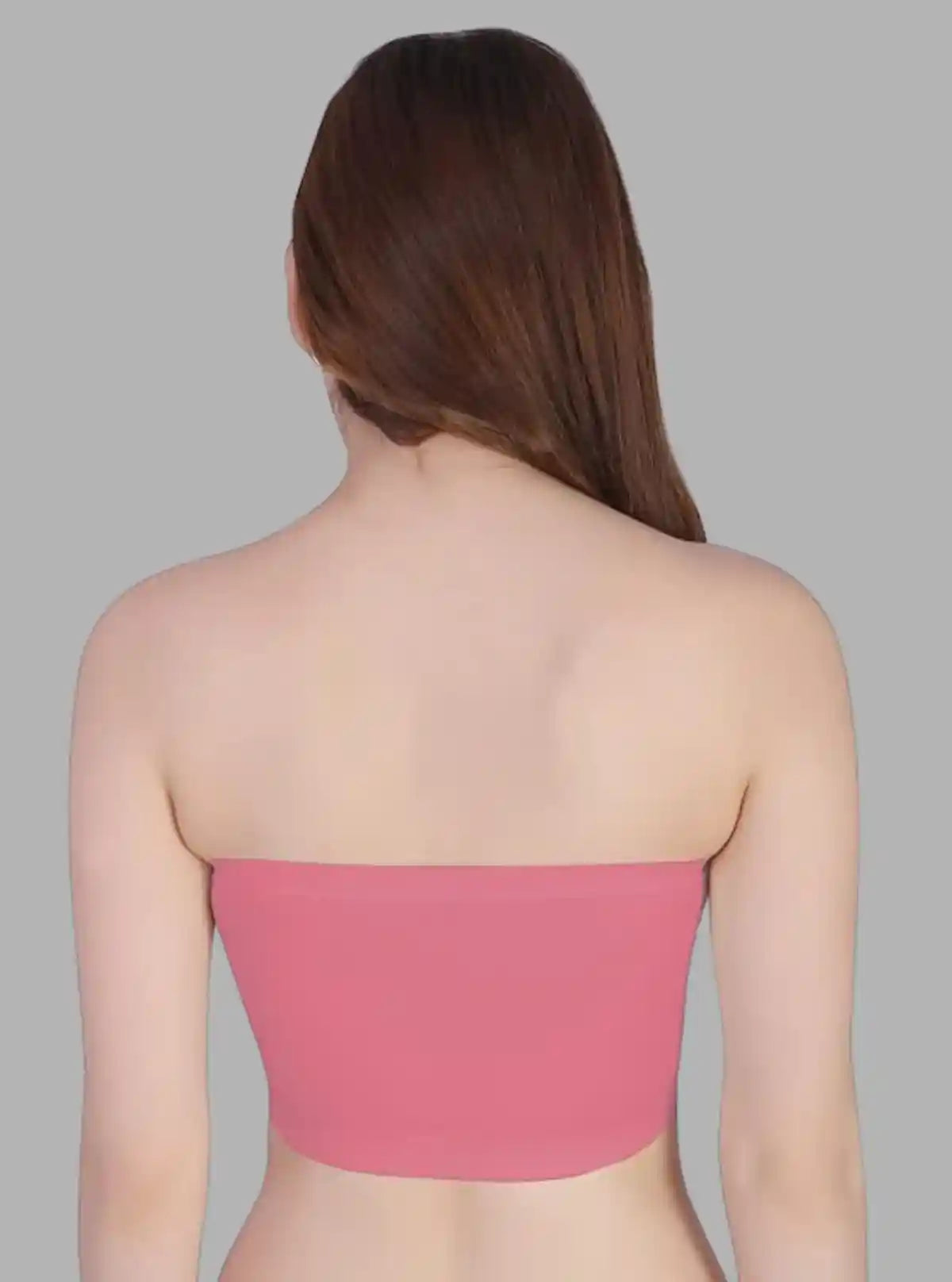 Women’s Pink Tube Bra in Cotton Elastane – Seamless, Soft & Stretchable