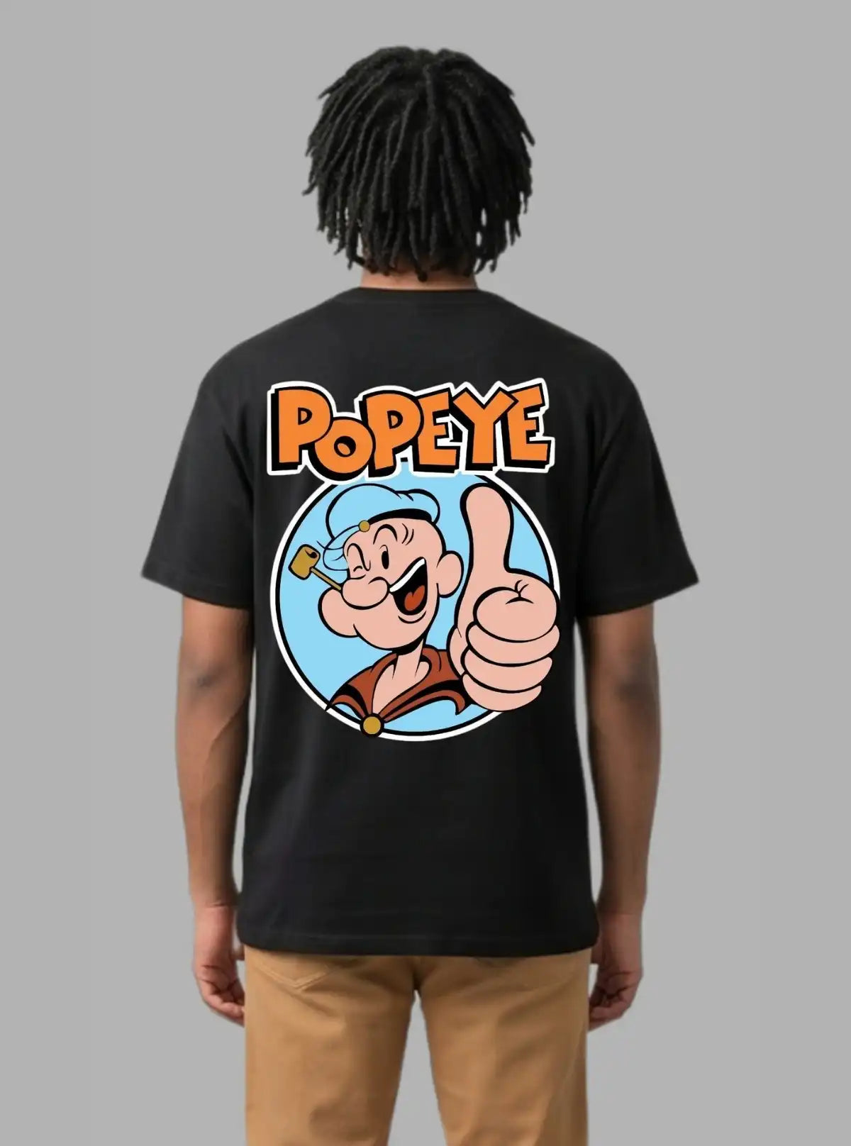 Boer and Fitch Men's Black Popeye Printed Cotton T-Shirt | Graphic Regular Fit Tee