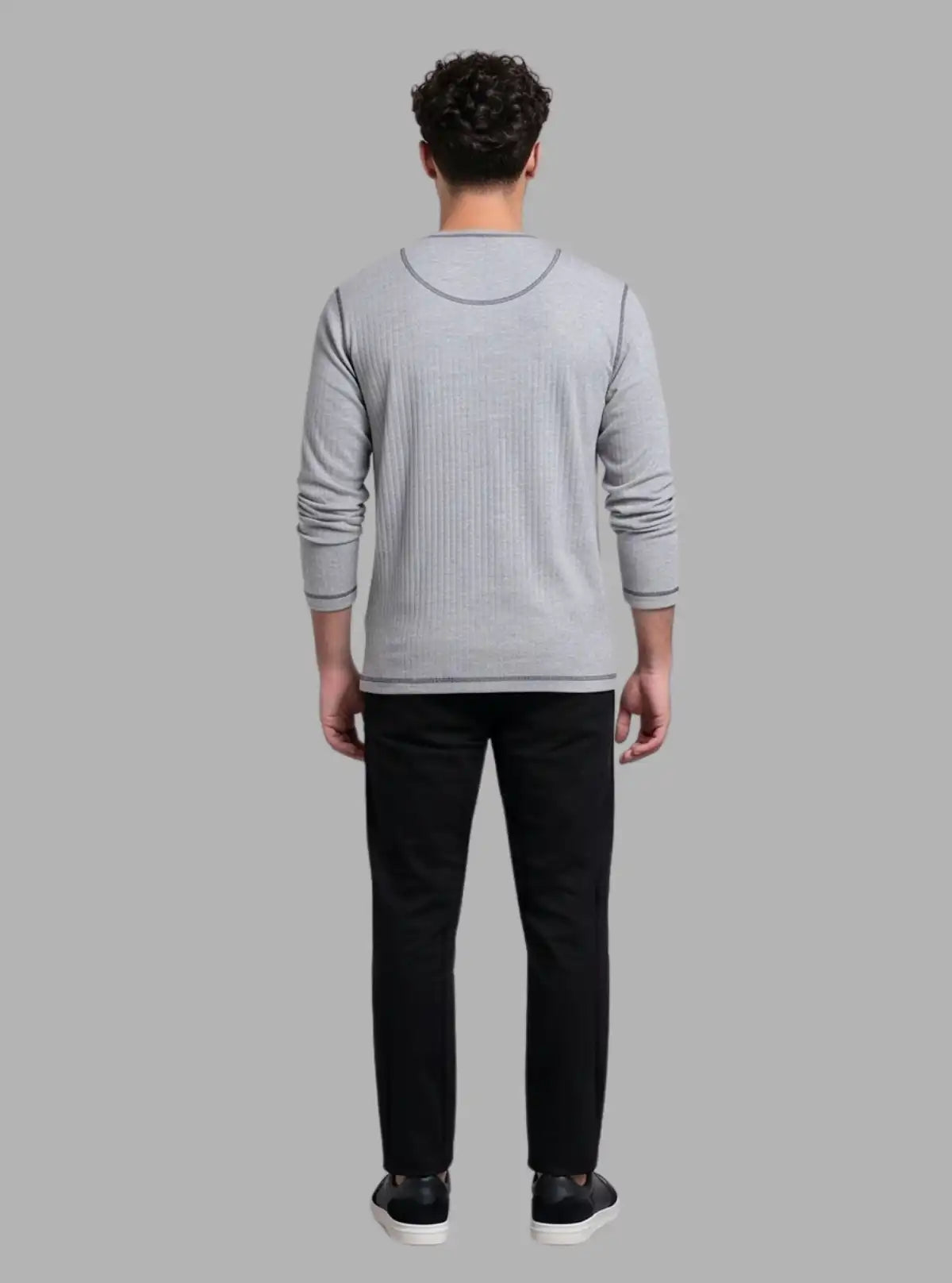 Grey Melange Henley T-Shirt for Men – Casual Comfort by Boer and Fitch