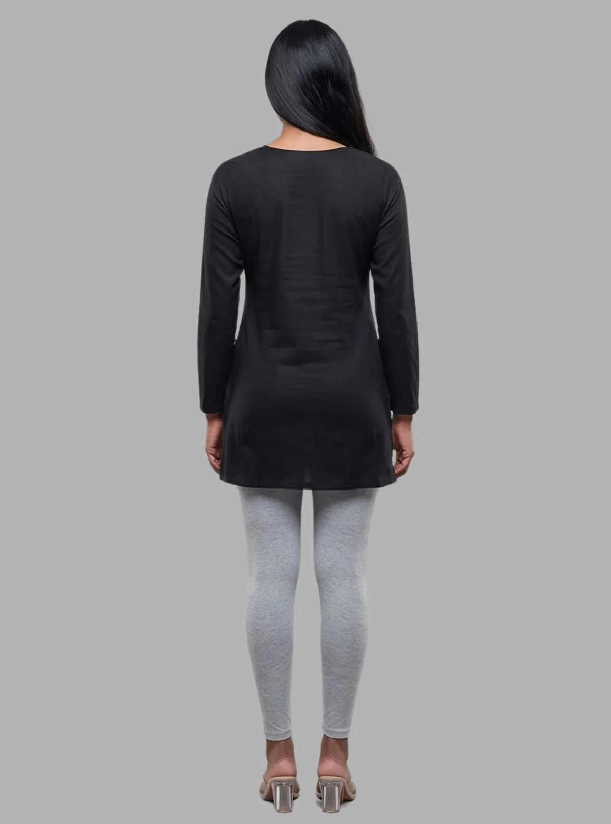 Women's Grey Melange Ankle Legging – Cotton Elastane Jersey by Boer & Fitch