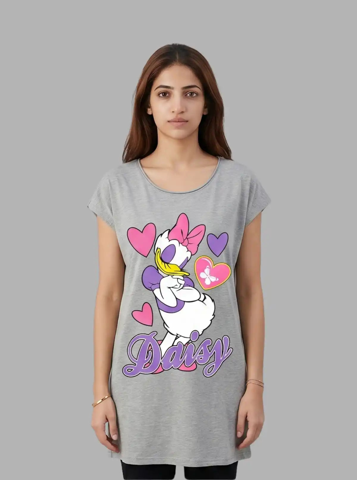 Women’s Grey Melange Cotton Jersey Cap Sleeve Sleepwear – Soft & Stylish Comfort