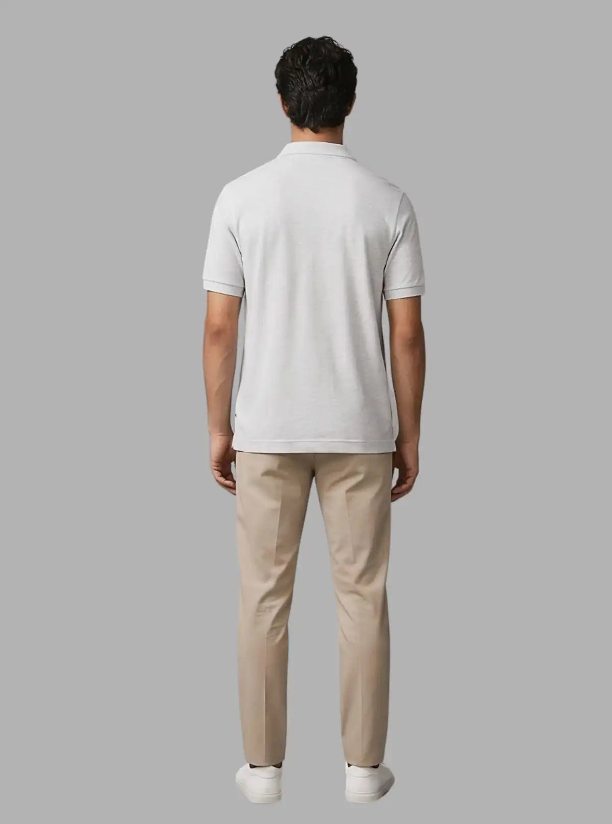 Men’s White Melange Polo T-Shirt with Collar & Cuff | 100% Cotton Piqué Knit | Boer & Fitch