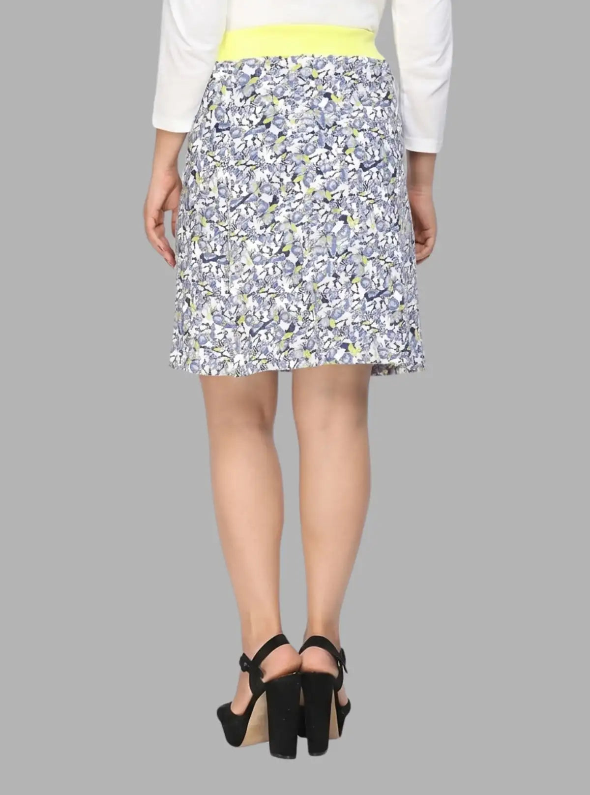Women's Yellow Floral Cotton Jersey Skirt with Waist Band – Breezy & Bold
