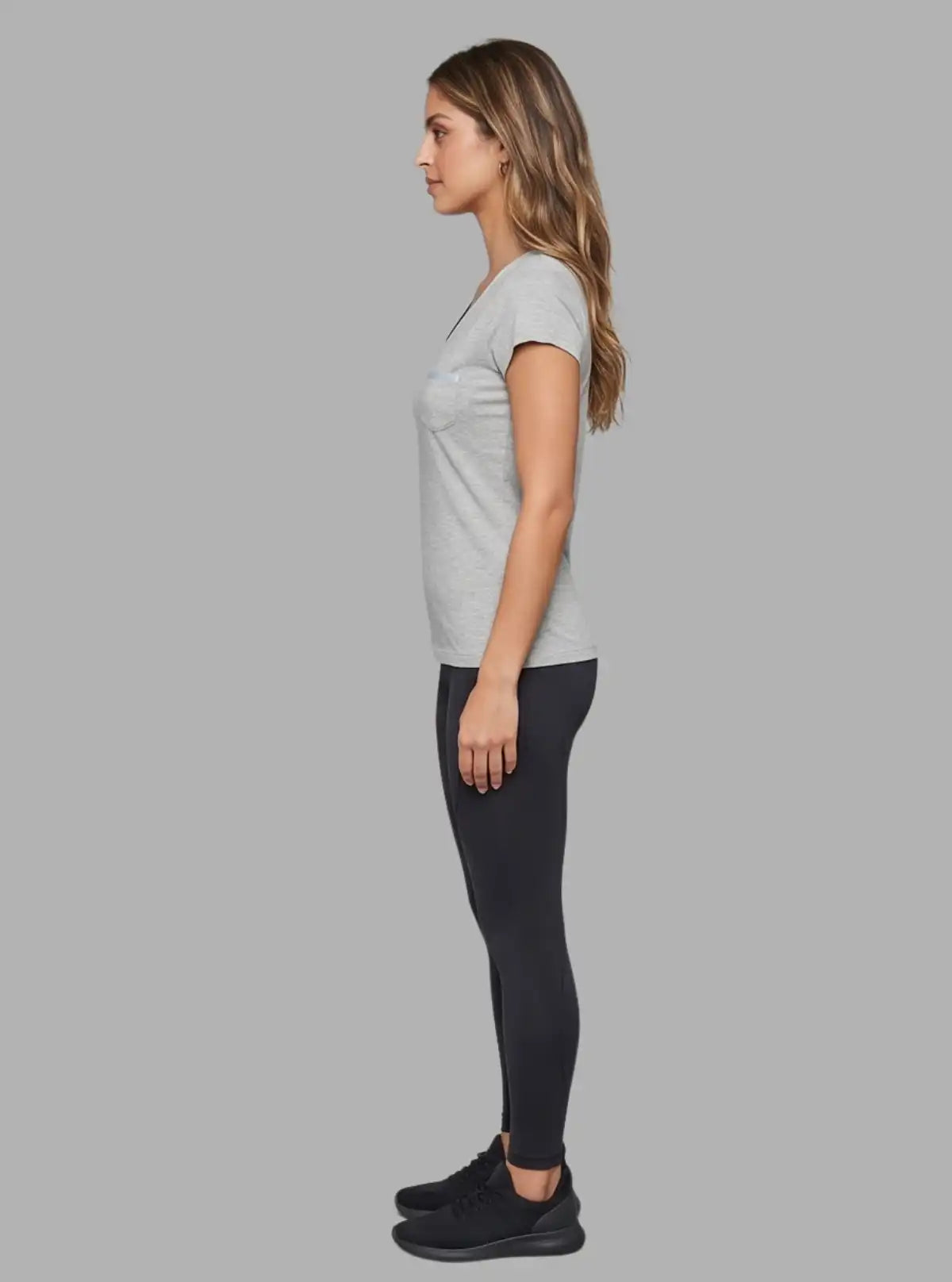 Women’s Short Sleeve Grey Melange V-Neck T-Shirt – Stylish & Comfortable | Boer & Fitch