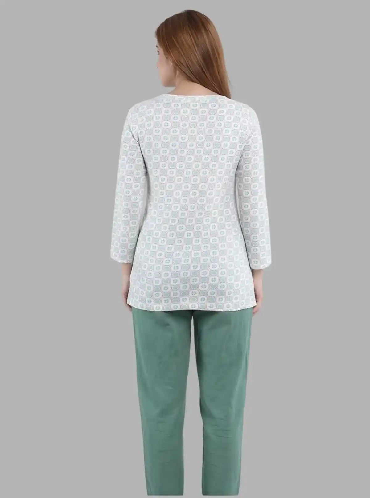 Women’s Graphic Floral Print Button Front Long Sleeve Top – Cotton Jersey Knit
