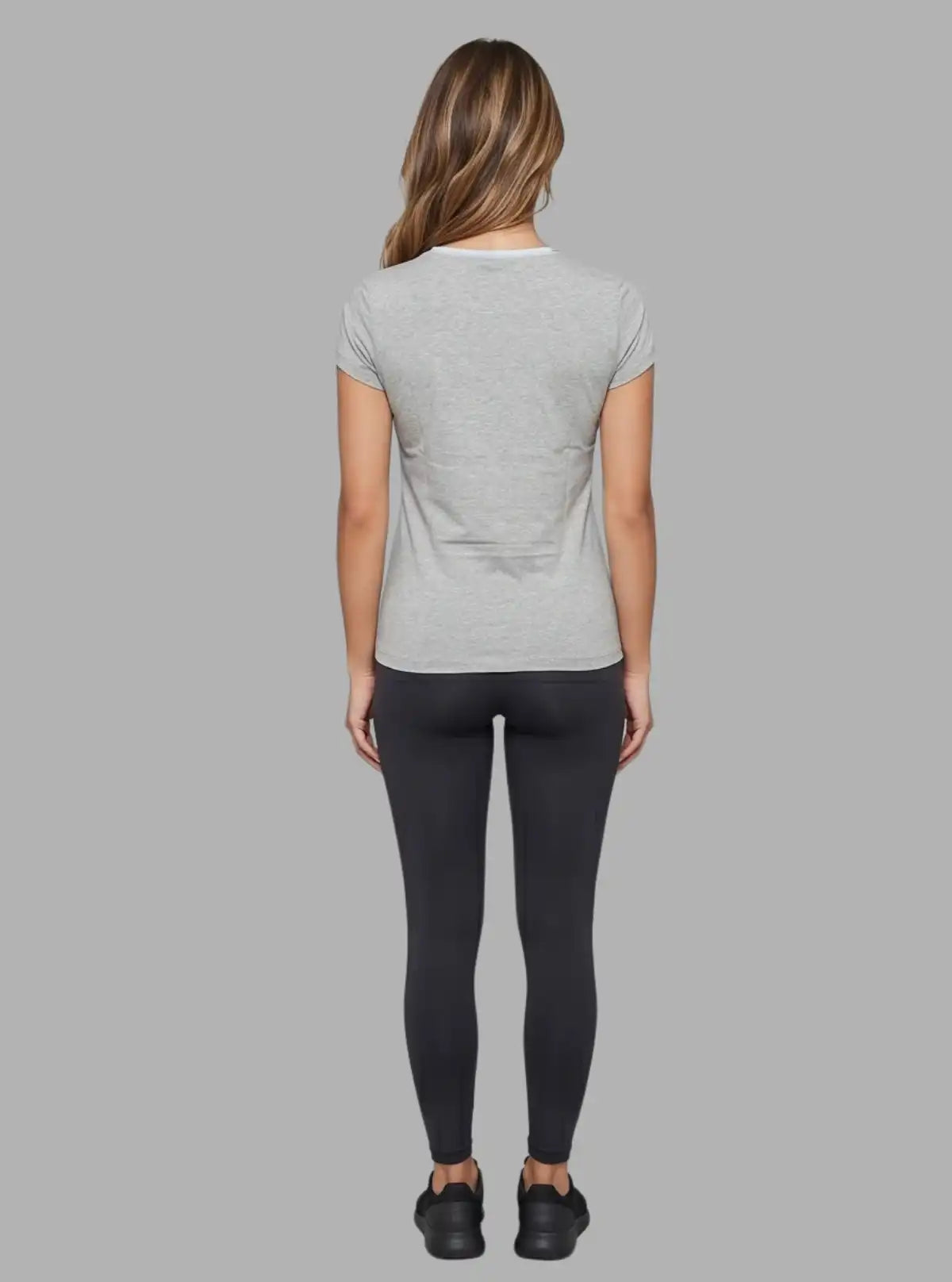 Women’s Short Sleeve Grey Melange V-Neck T-Shirt – Stylish & Comfortable | Boer & Fitch