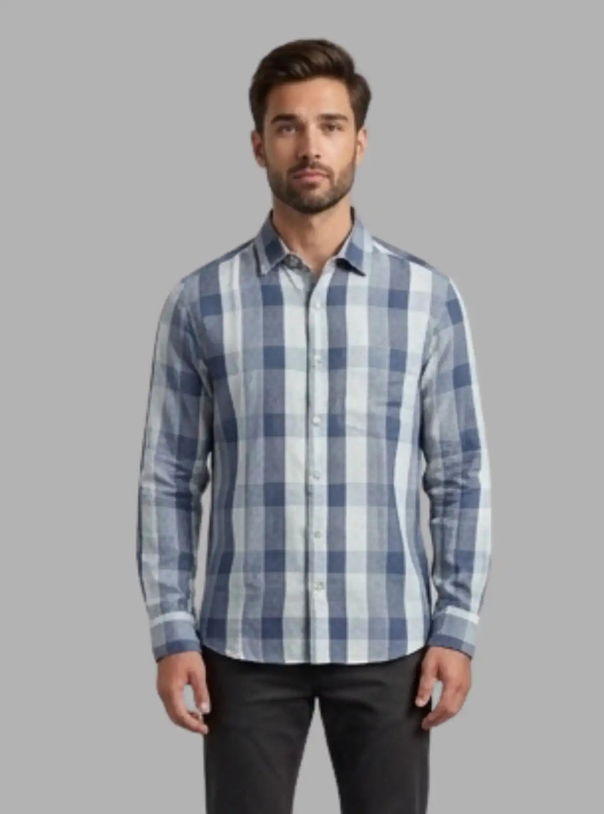 Classic Grey Striped Linen Full Sleeve Shirt for Men – Casual & Smart by Boer and Fitch