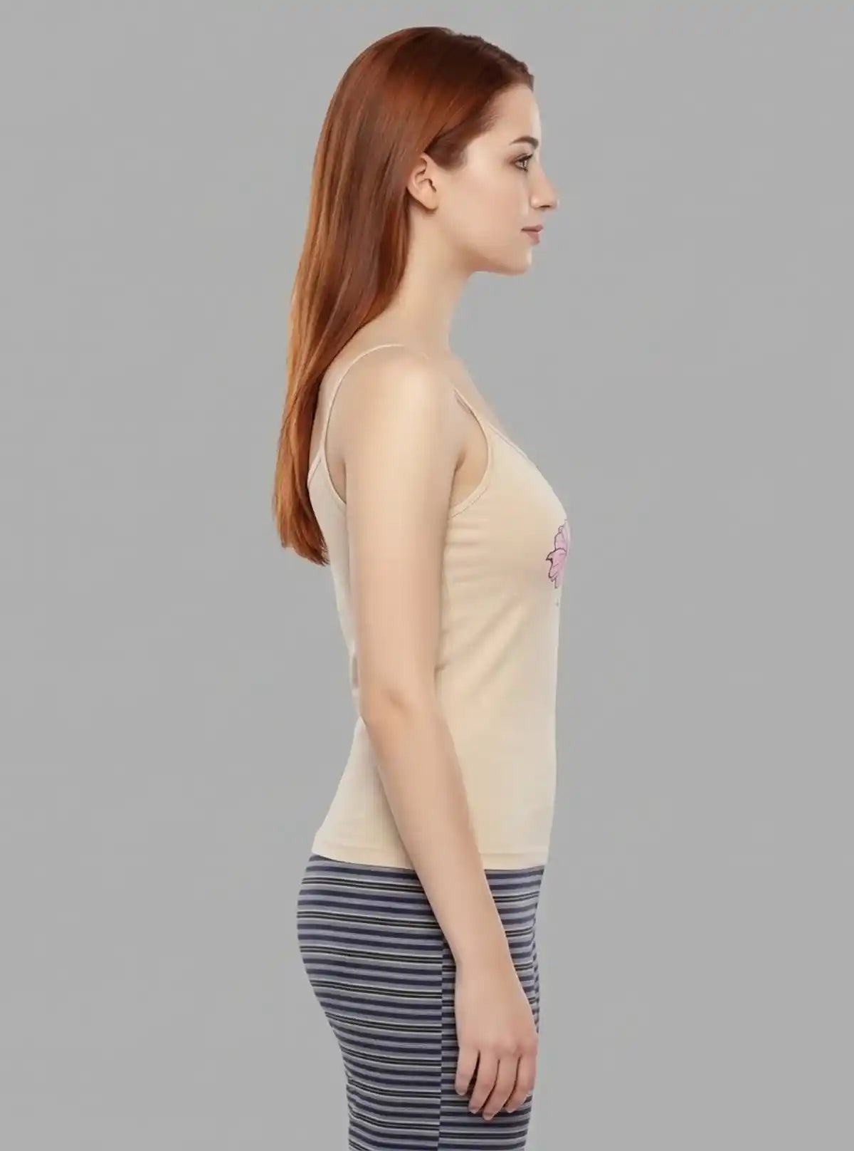 Women’s Sandal Spaghetti Top with Chest Print – Soft & Stylish | Boer & Fitch