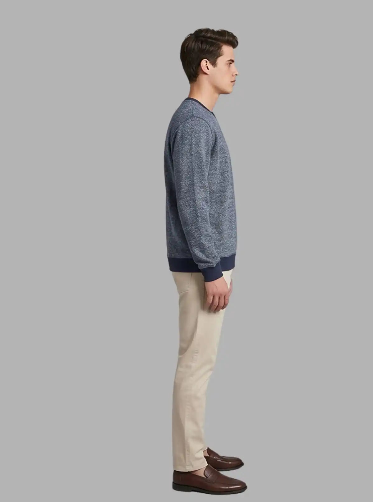 Blue Distress Melange Sweatshirt for Men – Casual Comfort by Boer and Fitch