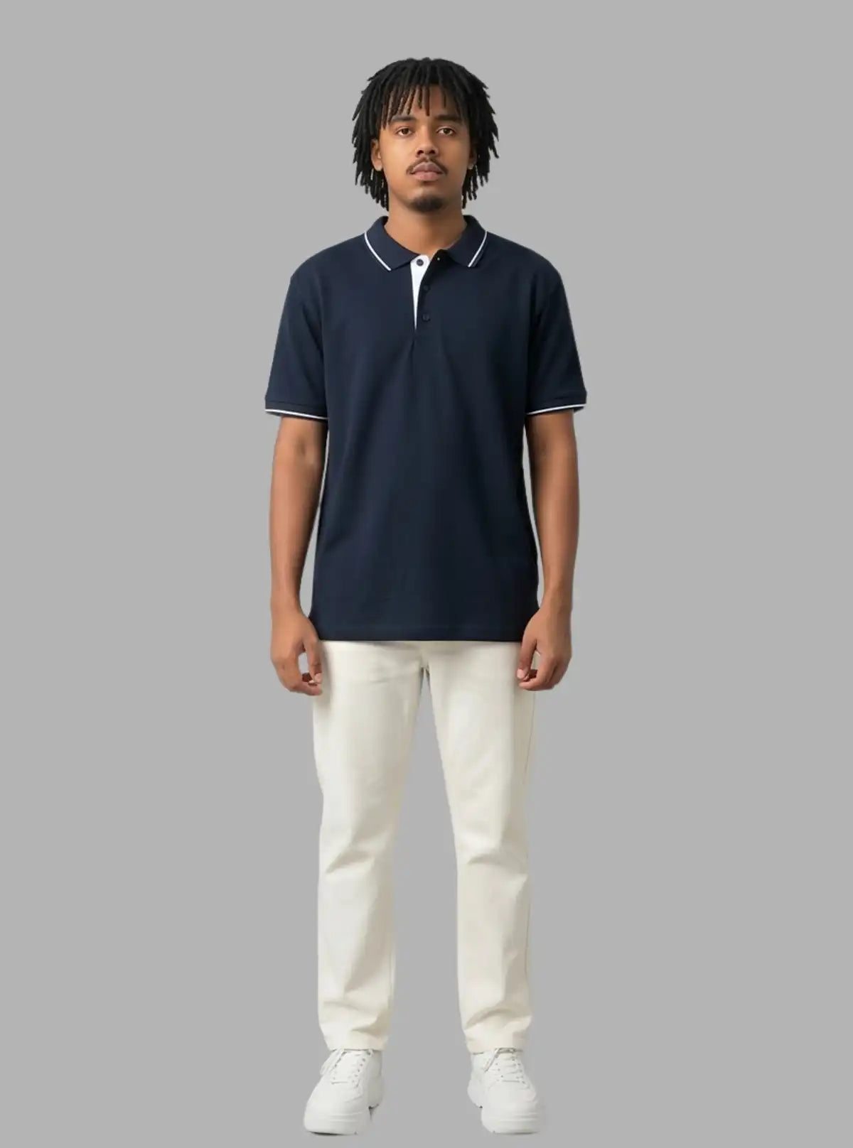 Boer and Fitch Essential Navy Polo with Tipping | 100% Cotton Pique Polo Shirt