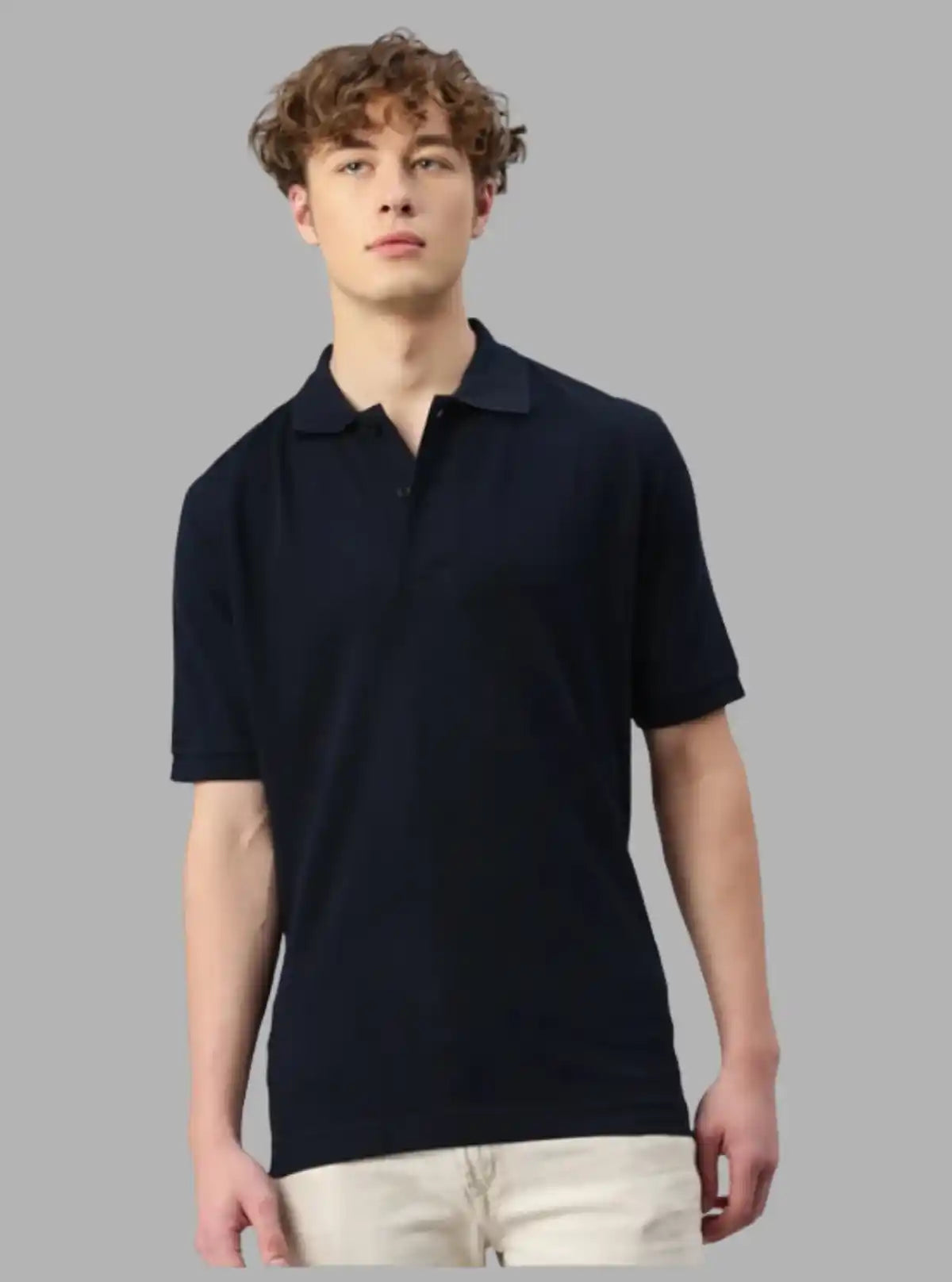 Men’s Navy Polo T-Shirt with Collar & Cuff | 100% Cotton Piqué Knit | Boer & Fitch
