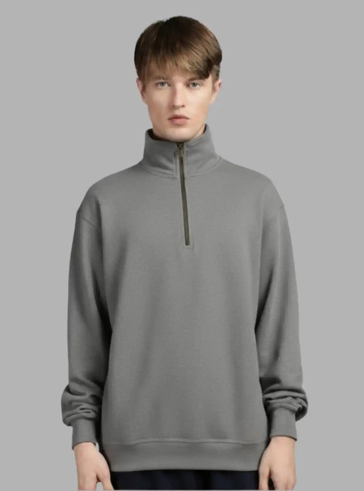 Men’s Charcoal Zipper Collar Cardigan – Smart, Sleek & Season-Ready