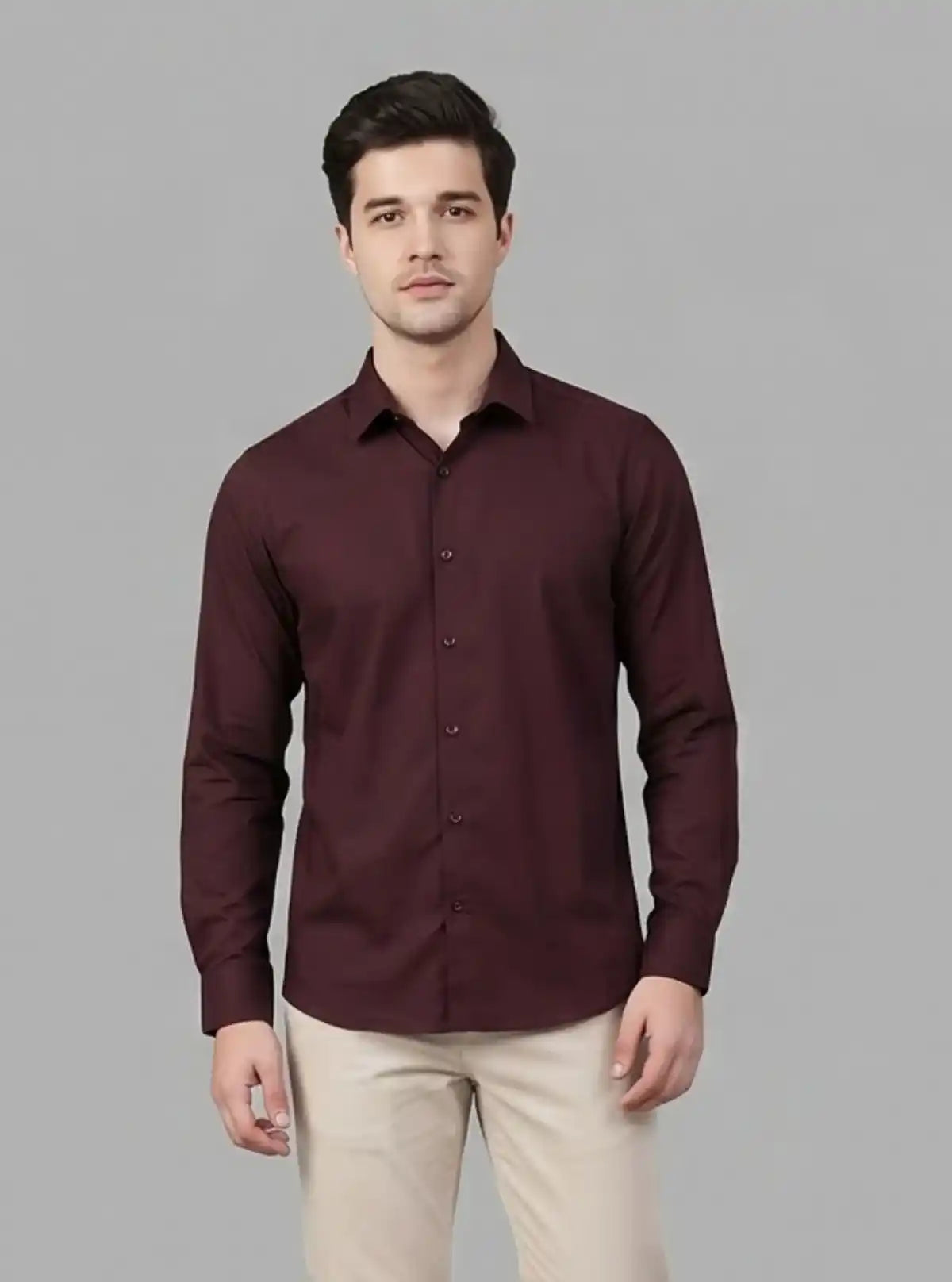 Men's Burgundy Long Sleeve Poly Shirt – Bold & Classy Look by Boer and Fitch
