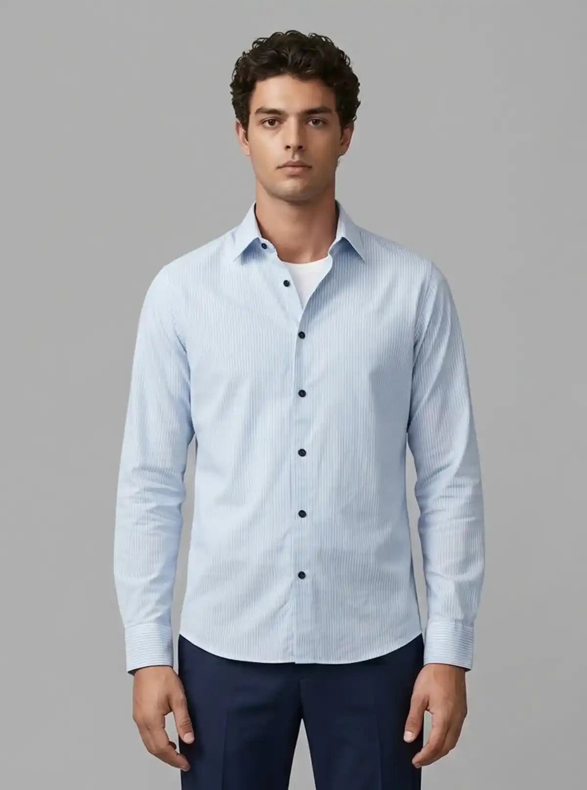 Men's Light Blue Long Sleeve Poly Shirt – Cool, Crisp & Contemporary by Boer and Fitch