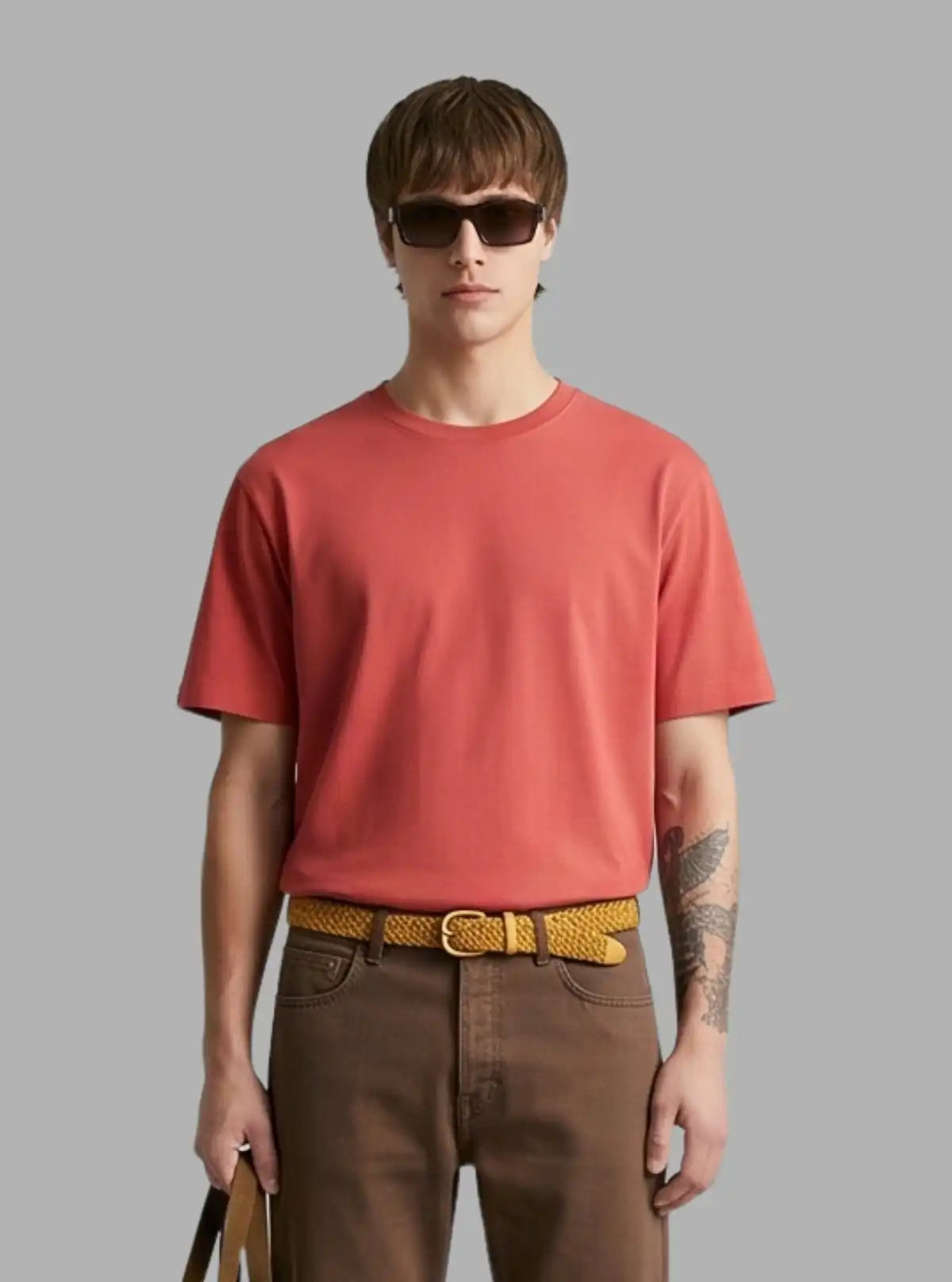 Boer & Fitch Men’s Coral Red Cotton Crew Neck T-Shirt