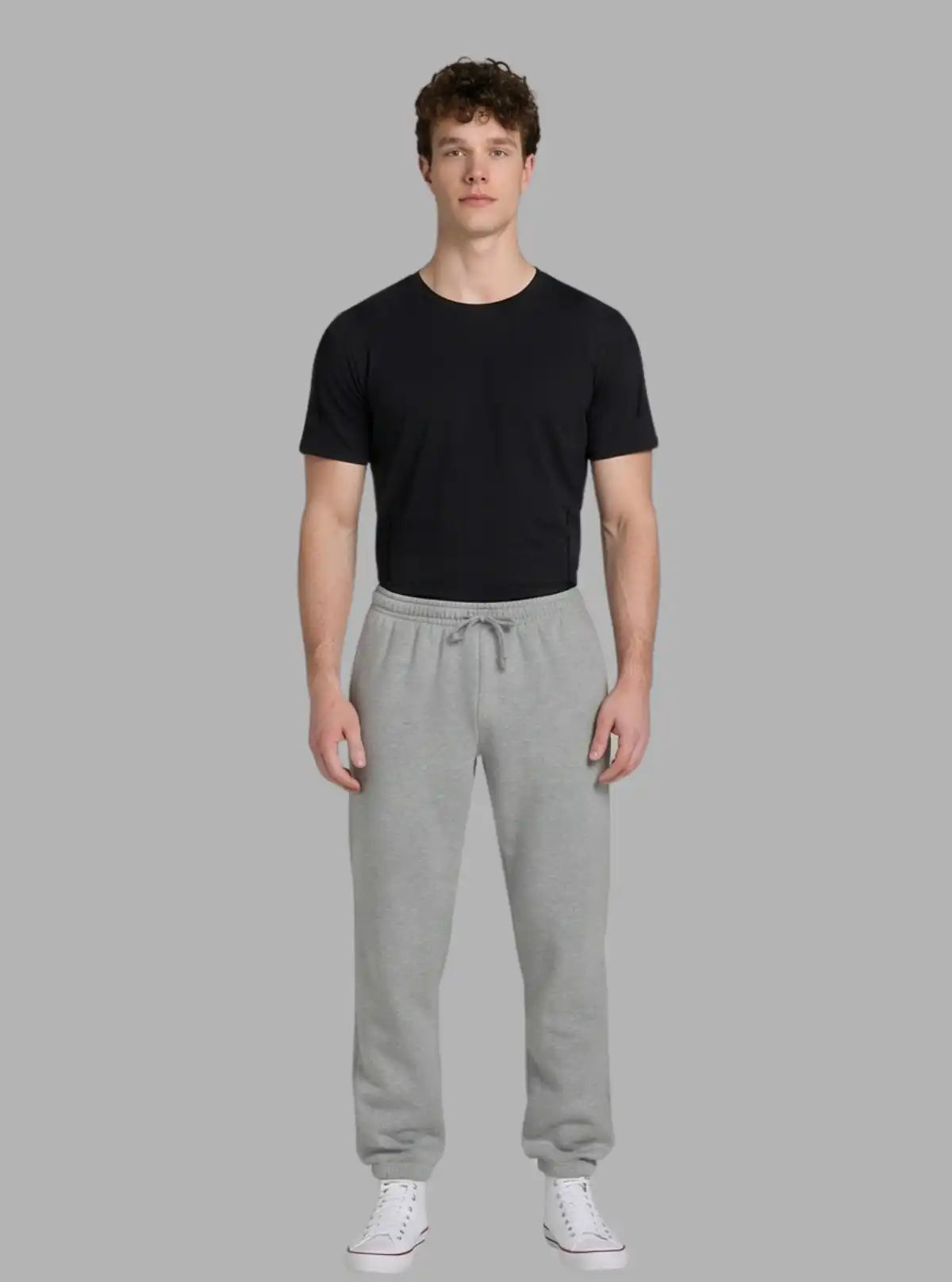 Men’s Grey Melange Cuffed Joggers – Classic Comfort with Urban Edge