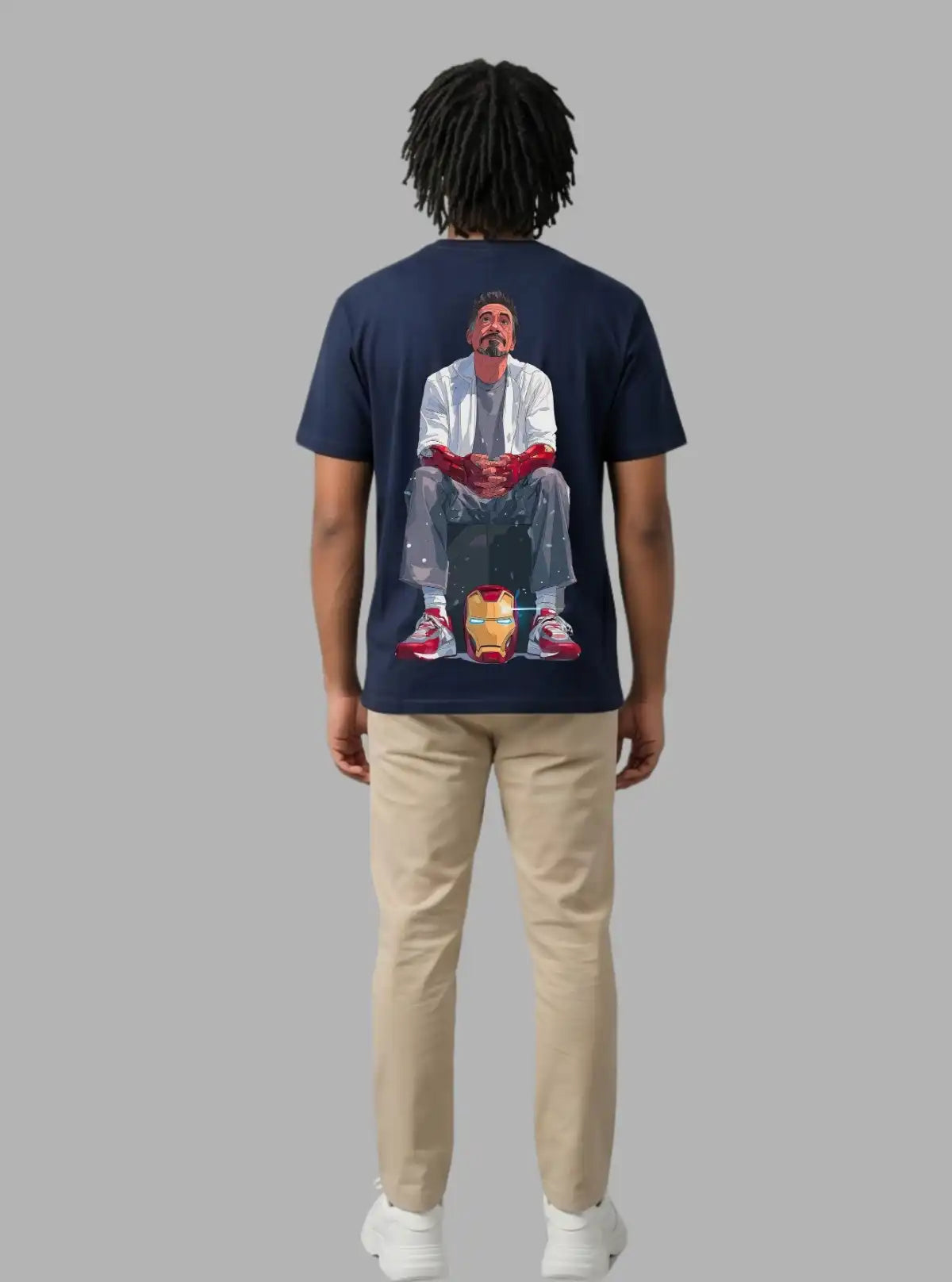 Boer and Fitch Men's Navy Iron Man Printed Cotton T-Shirt | Graphic Regular Fit Tee