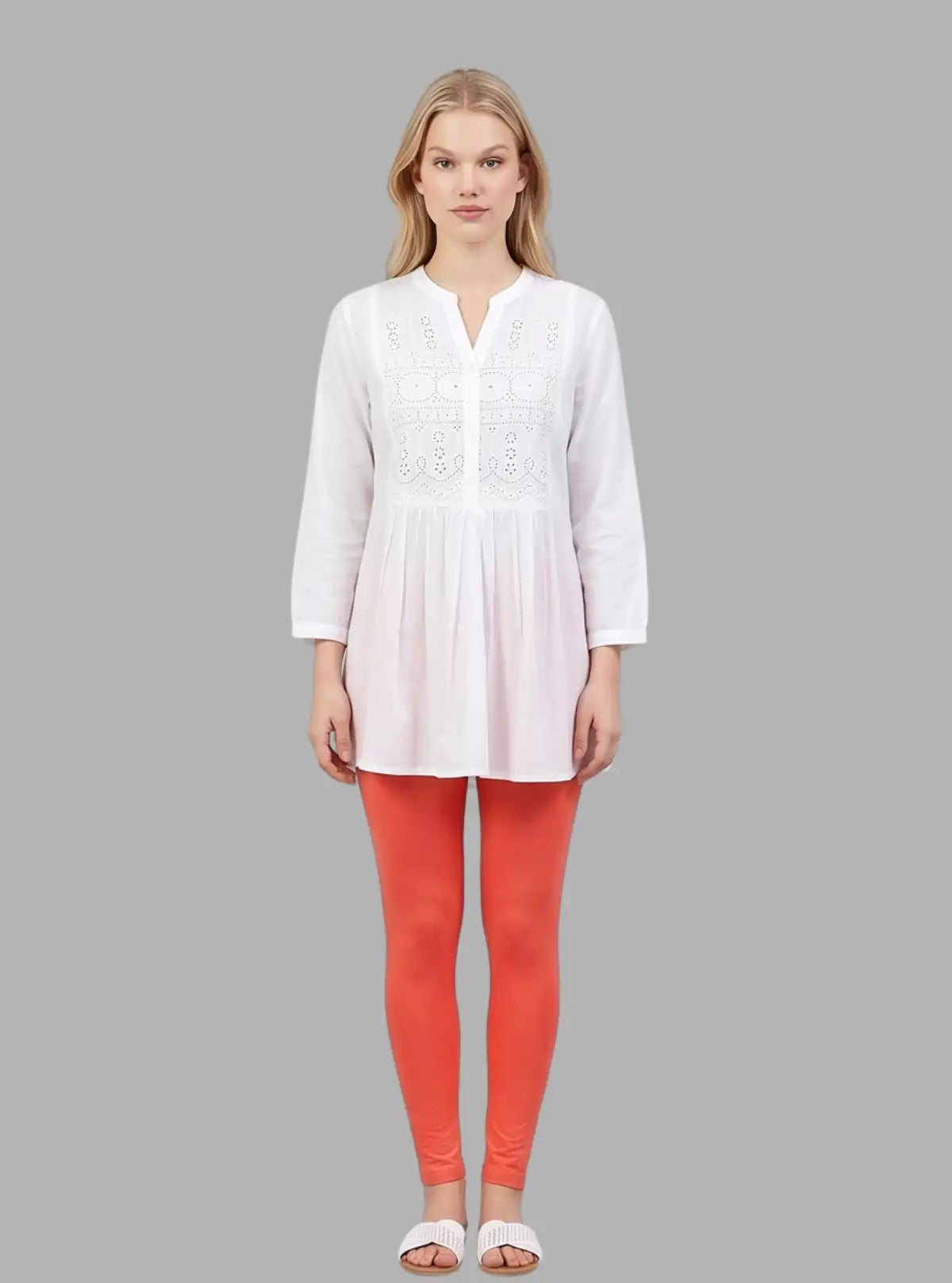 Women's Orange Ankle Legging – Soft Cotton Elastane Jersey by Boer & Fitch