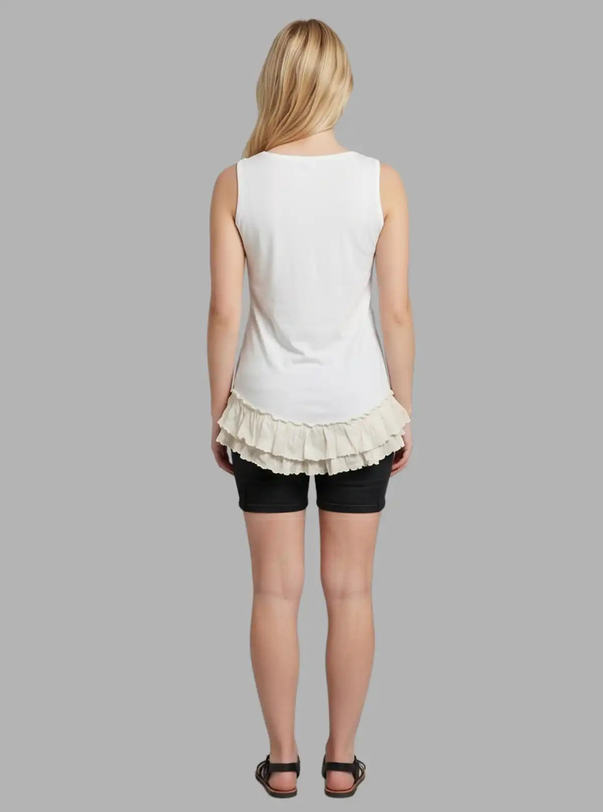Women’s Classic White Print Sleeveless Top – Stylish & Comfortable | Boer & Fitch